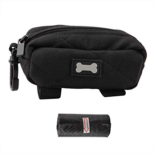 Tnfeeon Poop Bag Holder, Dog Poop Bag Holder Leinenaufsatz Tragbare Taillentasche mit 1 Roll Poop Bags für den Außenbereich(Schwarz) von Tnfeeon