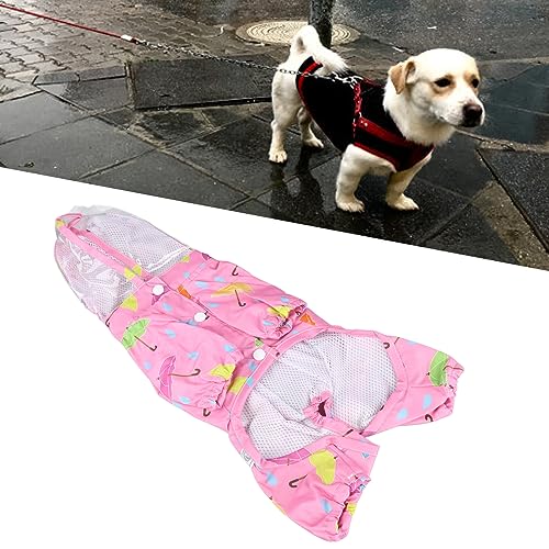 Tnfeeon Reflektierender Regenmantel für Haustiere, Bedeckte Beine der Haustier-Regenjacke, Süßer, Wasserdichter, Hautfreundlicher Hunde-Regenmantel mit Kapuze für den Außenbereich (Rosa) von Tnfeeon