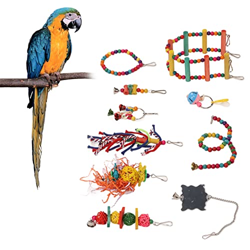 Tnfeeon Vogelspielzeug, Naturholz, Kleine Vogelkäfig-Spielzeuge, Kleine Schaukel-Kauspielzeuge für Kleine Aras, Sittiche, Sittiche, Nymphensittiche, Liebesvögel von Tnfeeon