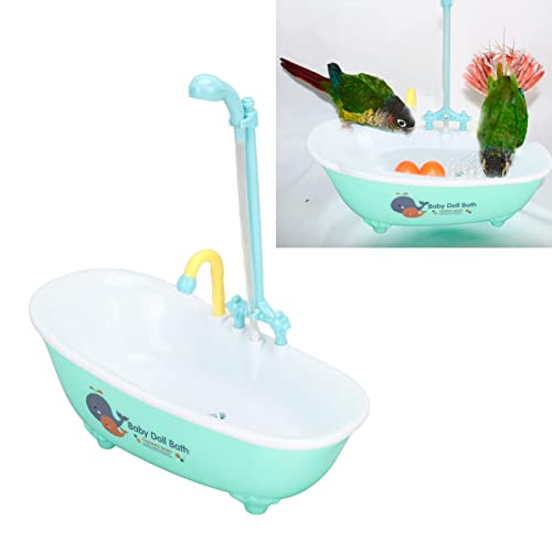 Tnfeeon Vogeltränke mit Wasserhahn Multifunktionsdusche, Papageienbadewanne Vogeltränke für Kleine Papageien, Sittiche, Kanarienvögel und Graupapageien von Tnfeeon