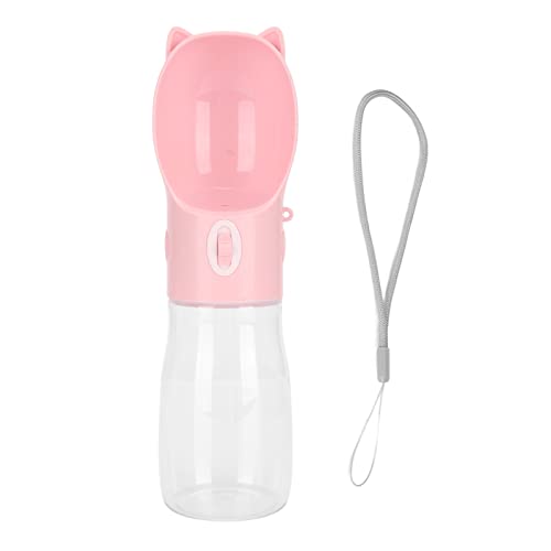 Tnfeeon Wasserflasche für Hunde, Auslaufsicher, Tragbarer Welpen-Wasserspender mit Trinkfutter für Haustiere, Outdoor, Wandern, Reisen, Lebensmittelechter Kunststoff, 380 Ml (rosa) von Tnfeeon