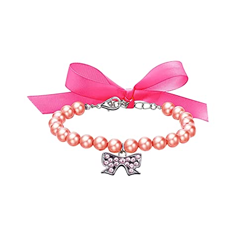 TniEWFBHSD Perlen und Diamanten Hundehalsband Haustier Hundekette Katzenhalsband Verstellbares Hundehalsband Diamond Flash Hundehalsband Halsband Hund Strass (Hot Pink, M) von TniEWFBHSD