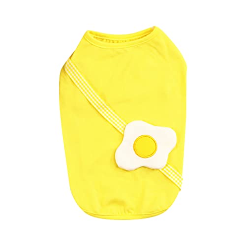 TniEWFBHSD Sommer dünne Tierkleidung Katze Welpe Sommer Tierkleidung poisonierte Eier Weste Kleidung Hundemantel Edel (Yellow, S) von TniEWFBHSD