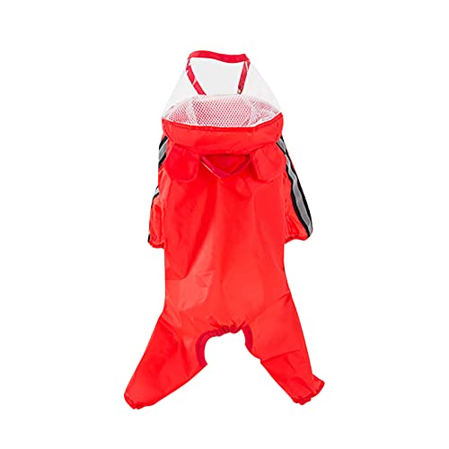 TniEWFBHSD wasserdichte PET-Regenmantel Vierbeinige All-Inclusive-Mantel Kleiner und mittlerer Größe Hund Welpe Regenmantel Hundekleidung Imprägnierspray Regenjacke (Red, XL) von TniEWFBHSD