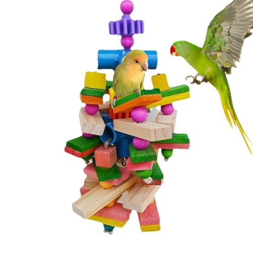 Papageien-Kauspielzeug,Vogel-Holzklötze-Kauspielzeug - Holzklötze Papageienkäfig-Beißspielzeug - Bereicherndes Papageienspielzeug für Graupapageien, Nymphensittiche, Aras, Sonnensittiche und Wellensit von TocaFeank