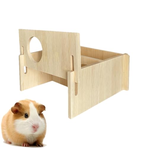 TocaFeank Hamsterhaus aus Holz, Hamsterversteck mit Mehreren Kammern,Quadratisches 2-Kammer-Hamsterversteck aus Holz - Kleines Haustier-Waldhaus für Zwerghamster, Syrische Hamster, Rennmäuse, Igel, von TocaFeank