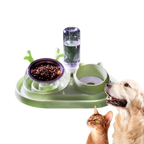 TocaFeank Katzenfutter- und Wasserspender-Set, Doppelnäpfe für Hunde und Katzen | 2-in-1-Set mit automatischen Futternäpfen für Haustiere - Gebogene Schüssel mit erhöhtem Mund, Katzennäpfe, Futter- von TocaFeank