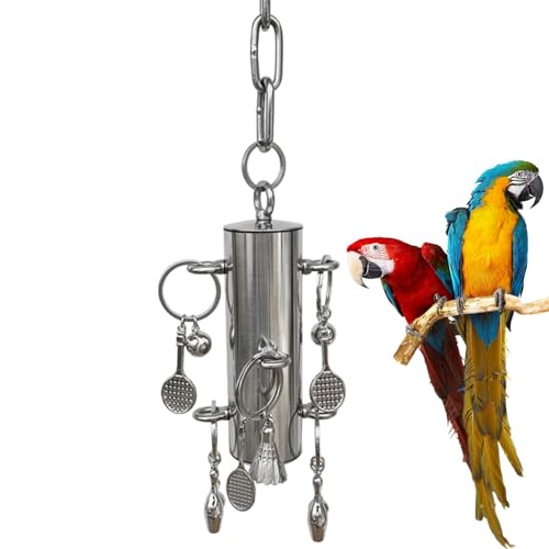TocaFeank Vogel-Edelstahlglocke, Vogelkäfig-Spielzeug | Parrot Supplies Edelstahlspielzeug mit Glocke - Glockenspielzeug aus Edelstahl für große und mittelgroße Vögel von TocaFeank