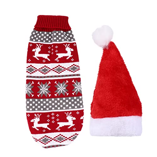 2st Haustier-weihnachtsset Hundebekleidung Winter Haustier Hässlicher Pullover Hundekleidung Hundepullover Warmes Haustierkostüm Weihnachtspullover Weihnachtshundeoverall Toddmomy von Toddmomy