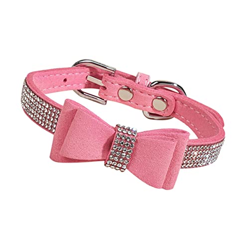 Toddmomy 1 Satz Diamanthalsband Für Haustiere Strass Hundehalsband Wanderhalsband Für Hunde Fliege Haustierkrawatten Welpen-Bandana Hund Schleife Halsband Glocke Bandanas Mikrofaser Rosa von Toddmomy