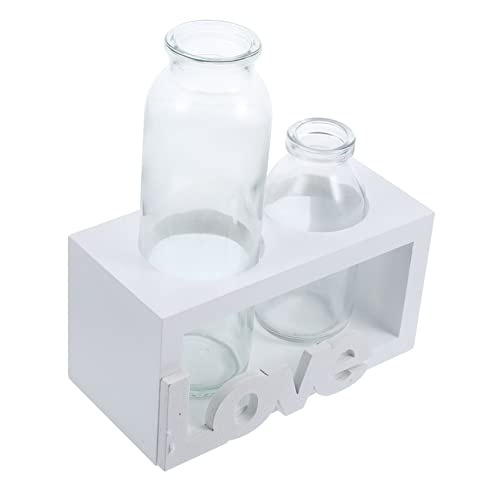 Toddmomy 1 Satz Terrarienbehälter Glas Liebe Tischschild Hydroponischer Blumentopf Luftpflanzentöpfe Schreibtisch-pflanzvase Tischvase Glas Blumenzwiebelvase Kunsthandwerk Weiß Holz Anlage von Toddmomy