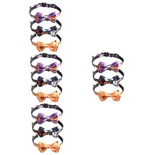 Toddmomy 12 STK Katzenhalsband Halloween-Kleidung Halloween-haustierhalsband Halsschmuck Für Haustiere Dekorativer Glockenkragen Abbrechbare Katzenhalsbänder Kettenblatt Polyester Kätzchen von Toddmomy