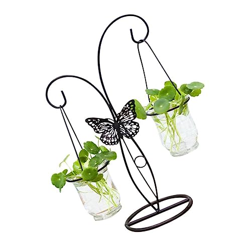 Toddmomy 1Stk Desktop-Dekoration selbstbewässernder Topf Vasen Wohnkultur Tank Blase Luft einmachgläser kunstpflanze hohzeitdeko glasflaschen Flower vase Wohndekoration Eisenhandwerk Black von Toddmomy