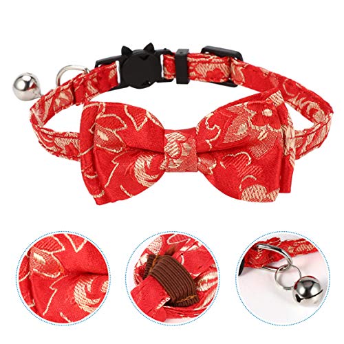 Toddmomy 1Stk Haustierhalsband Haustier-Krawattenglocke Hundegeschirr Hundebogen Kabel mit Glocke Kitten Halsband Verstellbares Halsband Halskette Haustier-Kragen Halsring Stoff Orange von Toddmomy