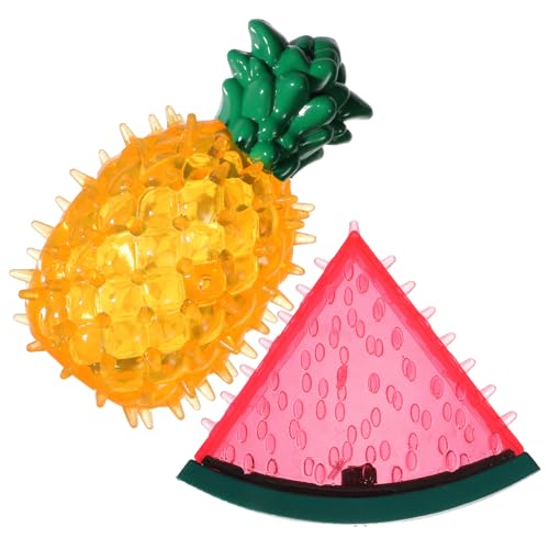 Toddmomy 2 Stück Gefrierbare Haustier-Beißringe Kühlendes Kauspielzeug Wassermelonen-Ananas-Form Hunde-Beißspielzeug Interaktives Quietschendes Haustier-Obst-Spielzeug Für Welpen von Toddmomy