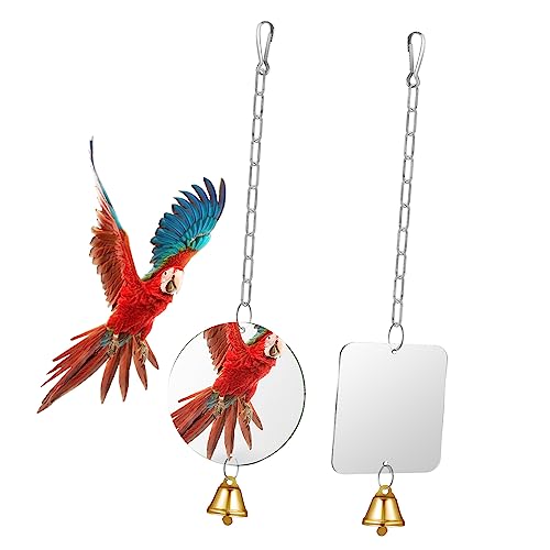 Toddmomy 2 Stück Vogelspiegel Mit Glocke 2 Stück Spiegelspielzeug Für Vögel Spiegel Für Käfig Spiegelspielzeug Für Papageien Hängender Papageienspiegel Papageien Acrylspiegel von Toddmomy