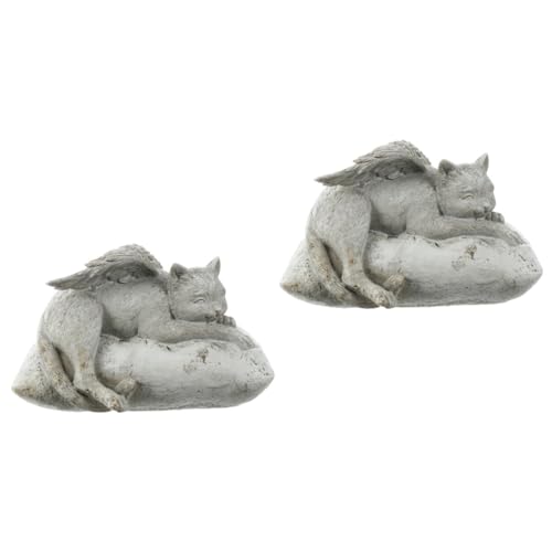 Toddmomy 2St Engel Katze Ornamente Gartenverzierung aus Harz Tribut-Statue tiergrabstein katzenangel Haustier das Geschenk Gartendenkmal aus Stein Garten-Gedenkstatue Schreibtisch Skulptur von Toddmomy