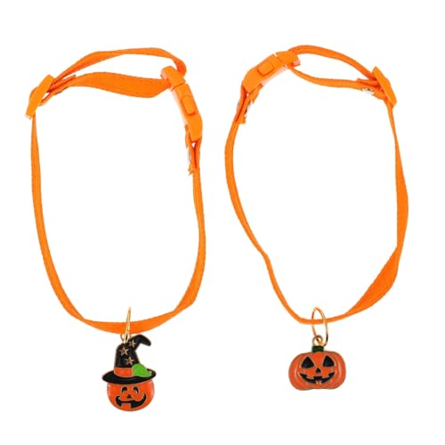 Toddmomy 2St Welpen Anhänger für Hundehalsbänder Kätzchen-Kragen Kürbis Halloween Halskette Choker Halloween Halloween-Kragen Haustier Glocke Geist Denim von Toddmomy