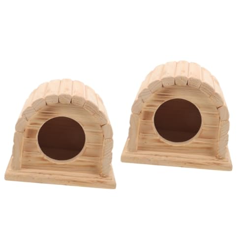 Toddmomy 2St Hamsterhütte Hamsterversteckhütte Hamsterkäfig Hamster Versteck Hamster Holzhaus Spielzeuge Kleines Hamsterversteck Rattenversteck aus Holz Mini Bogen Käfig für Meerschweinchen von Toddmomy