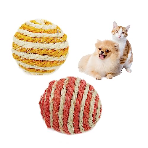 Toddmomy 2St Katzenbälle Bälle für Katzen Leckerli-Spender- für Katzen Sisal-Spielzeugkatze interaktives katzenspielzeug Interactive cat Toy Kätzchen Teaser für Haustiere von Toddmomy