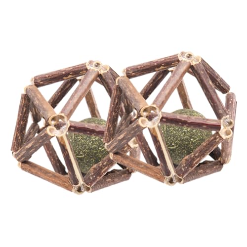 Toddmomy 2St Katzenminze Catnip Catnip Toy Katzenzahnpflege Kauspielzeug Katzenminze Kugeln Katzenspielzeug Katzenzähneknirschspielzeug Katze spielt Ball Polygonum Holz von Toddmomy