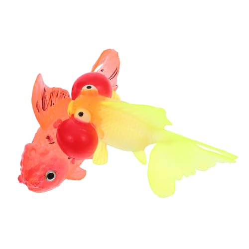 Toddmomy 2St Leuchtendes simuliertes Gold Tank Luft Auto Futterspender Goldfischmodelle Leuchtende Goldfische Fischhandwerk Fisch Figur leuchtender Fischschmuck Kieselgel von Toddmomy