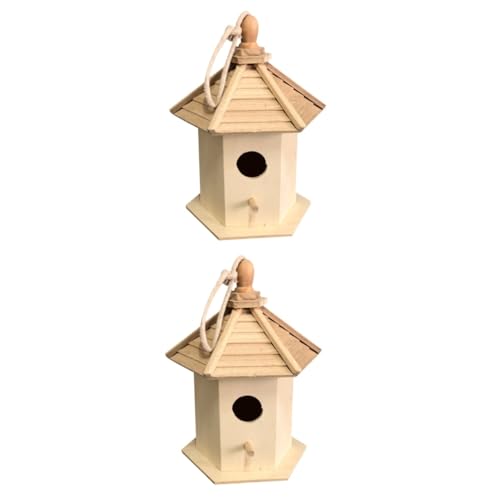 Toddmomy 2St Vogelkäfig für Haustiere Vogelhaus Vogelrastplatz Tür Vogel- Hüttenkäfig für Haustier Wohnkultur Spielzeug für draußen Vogelkäfig aus Holz Dekoration Bambus von Toddmomy