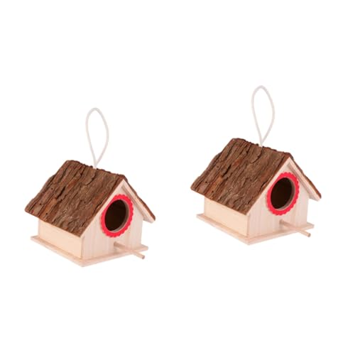 Toddmomy 2St Vogelnest Vogelbrutbox aus Holz hängende Vogelhäuser Vogel für Sittiche vogelhaus Birdie Vogelnest zur Dekoration Vogelnest aus Holz hölzern der Vogel Lipgloss Zuchtbox von Toddmomy