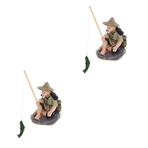 Toddmomy 2st Angelsteingarten Für Ältere Menschen Chinesisches Schlammmännermodell Schlammmänner-skulptur Mini-fischerstatue Für Aquarien Fischerfiguren Alter Männer Fischergartenstatue PVC von Toddmomy