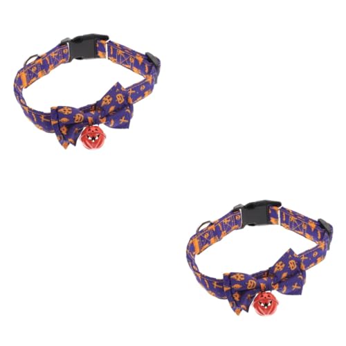 Toddmomy 2st Halloween-Kragen Halloween-kätzchen-Kragen Sicherheitshalsbänder Für Kätzchen Halloween-dekor Welpe Fliege Pet-Party-versorgung Neuheit Hund Katzenhalsband Polyester Violett von Toddmomy