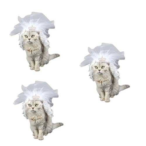 Toddmomy 3 STK Katzen-Spitzenkleid Katzen Kleidung Katzen Klamotten Brautkleider für die Braut Hund Hochzeitsschleier hochzeitskleid Brautjungfernkleid Katze Katzenhochzeitszubehör Haustier von Toddmomy