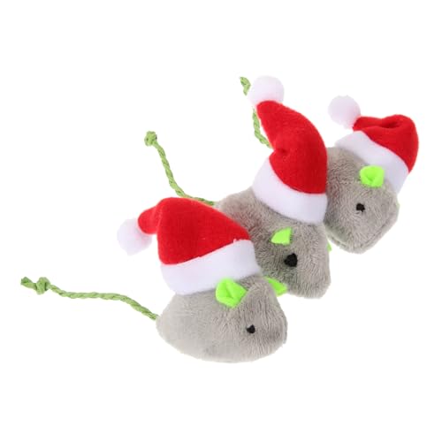 Toddmomy 3St Weihnachtssimulationsmaus Kätzchen Beißspielzeug Interaktives Spielzeug für Hunde Katzenspielzeug Katze Indoor-Katzen-Mäuse-Spielzeug Weihnachtsspielzeug für Katzen Plüsch von Toddmomy