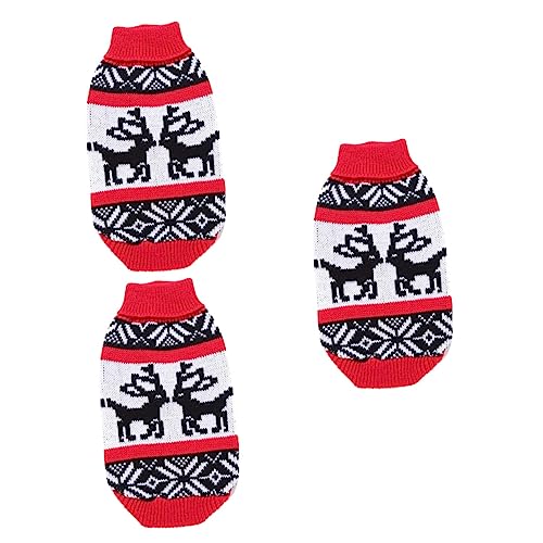 Toddmomy 3St Festliche Kleidung für Haustiere Halloweenkostüm Welpen-Outfits Weihnachts hundepullover hundepulli Kleiner Hundepullover Kleider Winterkleidung für Hunde Hündchen rot von Toddmomy