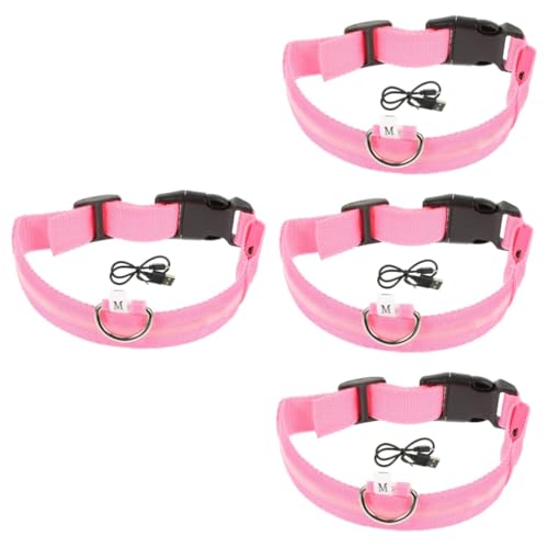 Toddmomy 4 Sätze Hundehalsband leucht Halsband Leuchthalsband Hund geführte Halskette Leine Katze nachtleuchtender Kragen Halsband für Welpen Blitz schmücken Polyester Rosa von Toddmomy