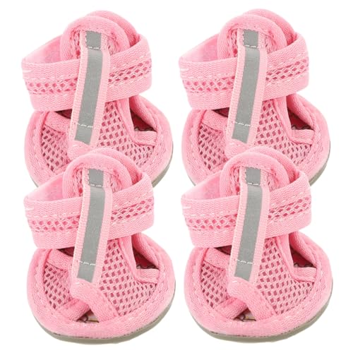 Toddmomy 4 Stück Atmungsaktive Hundeschuhe Für Kleine Bis Mittlere Hunde rutschfeste Sandalen Mit Mesh Obermaterial Ideal Für Den Sommer Größe 4 Rosa Pfotenschutz Für von Toddmomy