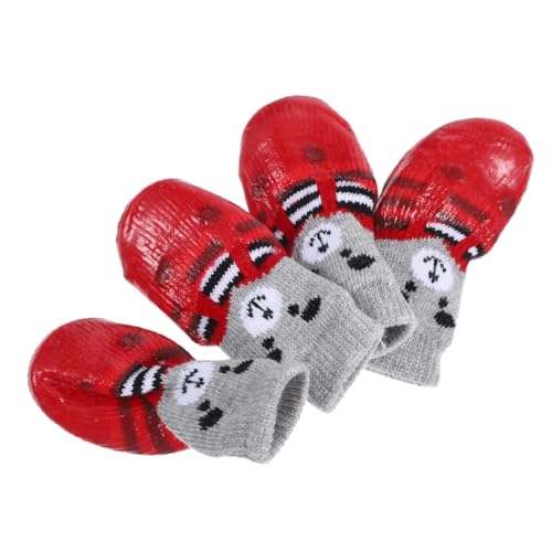 Toddmomy 4 Stück Haustierschuhe Pfotenreiniger Für Hunde Hundesocke Hundeschuhe Für Heißes Pflaster Bausatz Socken Für Hund Socken Mit Hundegriff Beinschützer Für Hunde Baumwolle Rot von Toddmomy