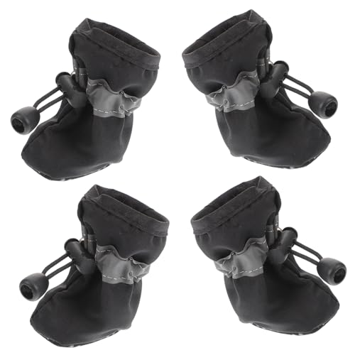 Toddmomy 4 Stück Hundeschuhe Haustierschuhe Mit Kordelzug Welpenstiefel Haustierschuhe Für Regen Hundestiefel Mit Kordelzug Hundestiefel Für Regen Welpenhaustierschuhe Black Stoff von Toddmomy