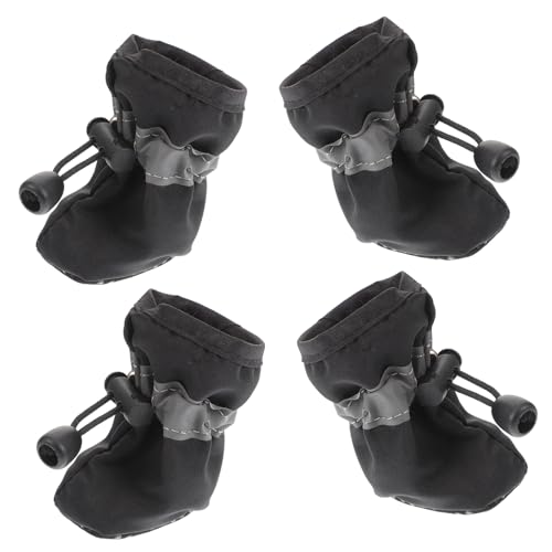 Toddmomy 4 Stück Hundeschuhe Welpenschuhe Haustierschuhe Mit Kordelzug Welpenstiefel Hundestiefel Für Regen Welpenhaustierschuhe Hundestiefel Für Draußen Schützende Hundestiefel Black Stoff von Toddmomy