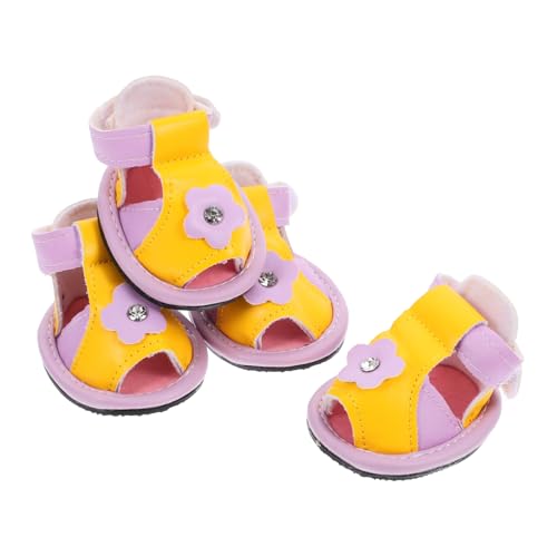 Toddmomy Shoe Dog Collection Hundestiefel Adorable Flowers Pu Hundeschuhe Hunde Sandalen Violett von Toddmomy