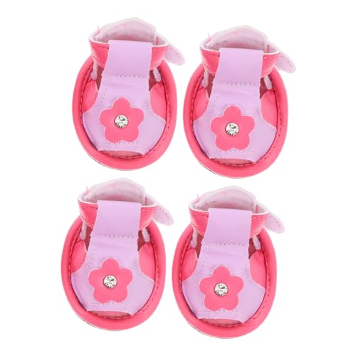 Toddmomy 4 Stück Sandalen Für Hunde Stiefel Für Kleine Hunde Sommerschuhe Für Hunde Welpenunterlagen Kauspielzeug Für Welpen Für Haustiere Auto Sandalen Für Welpen Pfote Pu Rosa von Toddmomy