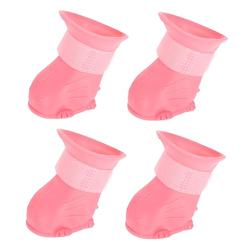 Toddmomy 4 Stück wasserdichte Schuhe Schuhsohlenschutz Regenstiefel Für Hund Regenstiefel Für Welpen Chihuahua-Booties Haustierzubehör Sommerschuhe Für Hunde Hundestiefel Schritt Rosa von Toddmomy