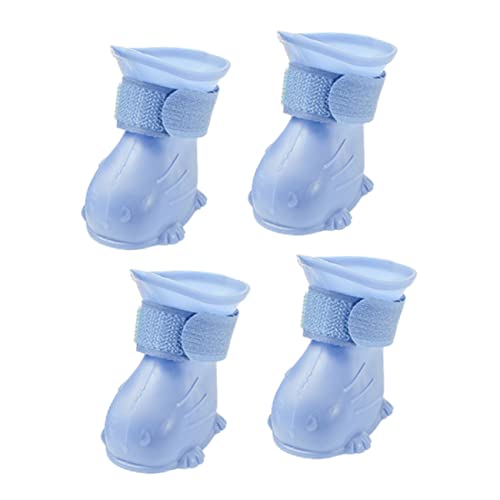 Toddmomy 4 Stück wasserdichte Schuhe Tep Welpen-Regenschuhe Welpenstiefel rutschfeste Hunderegenschuhe Hundestiefel Hündchenschuhe Hundepfote Regenstiefel Für Haustiere Blue Schritt von Toddmomy