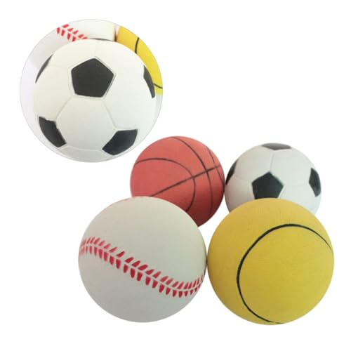 Toddmomy 4er Set Gummibälle Für Hunde Robuste Interaktive Trainingsspielzeuge 63mm Fußball Basketball Tennisball Baseball Je Zufällige Muster von Toddmomy