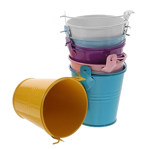 Toddmomy 6er Set Mini Eimer Mit Henkel Bunte Tinplate Eimer Für Partyartikel Dekoration Und Snacks Ideal Für Popcorn üßigkeiten Und Garten Deko Lila Milchweiß von Toddmomy