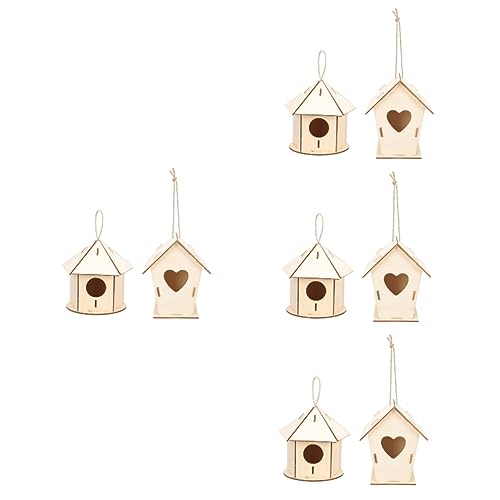 Toddmomy 8 STK Vogelhaus Aus Holz DIY Draußen Hängendes Vogelhaus Gestalten Sie Ihre Vogelhäuschen Aus Holz Hängender Vogel Vogelhütte Aus Holz Simulierter Vogel Draussen Groß Kind Modell von Toddmomy