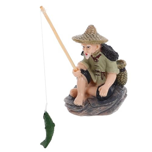 Toddmomy Angeln Steingarten Für Ältere Menschen Gartenfigur Aquarium Mini Fischerstatue Asiatisches Zen Dekor Chinesische Schlammmänner Sitzendes Modell von Toddmomy