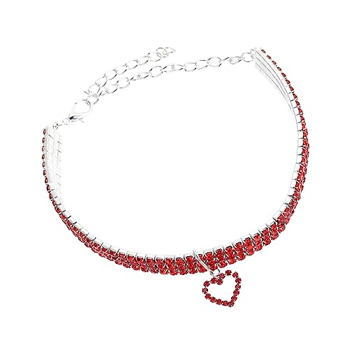 Toddmomy Anhänger Katze Strass Halsband kleine Hundekrawatten Hunde hundekragen Halsketten eine Halskette Kette hundehalsband Haustier-Halskette angekettet rot von Toddmomy