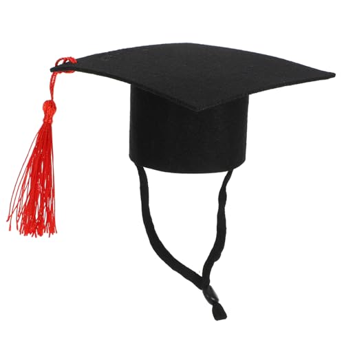 Toddmomy Haustier Hut Little Pets Graduation Cap Kleintiermütze Abschlussmütze verrückter Hut Hunde-Hoodie Pfote dekorativer Chinchilla-Hut Abschlusskappe für kleine Haustiere gefühlt Black von Toddmomy