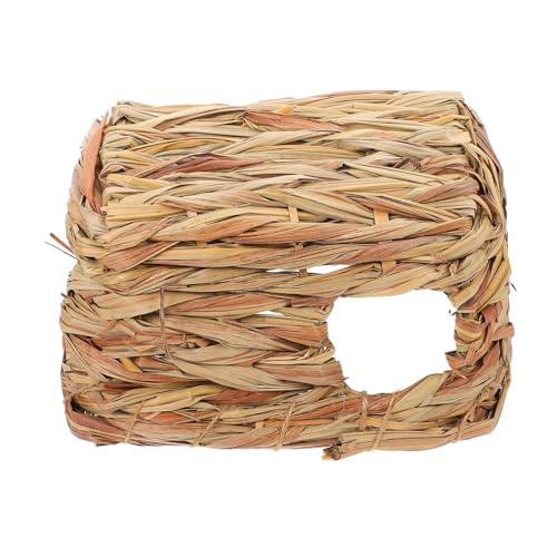 Toddmomy Haustierbett Hamster hamsterspielzeug Kaninchenbett aus geflochtenem Gras geflochtene Grasmatte Hamster verstecktes Haustier Hamsterhaus Stroh Light Brown von Toddmomy