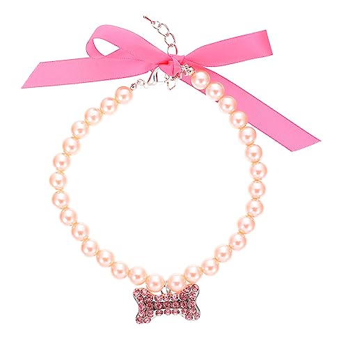 Toddmomy Haustierhalsband Hunde hundekragen für Katze Hochzeitskragen dekorative Hundeperlenkette perlen hundehalsband Haustier Hund Perlenkette Strasssteine Rosa von Toddmomy